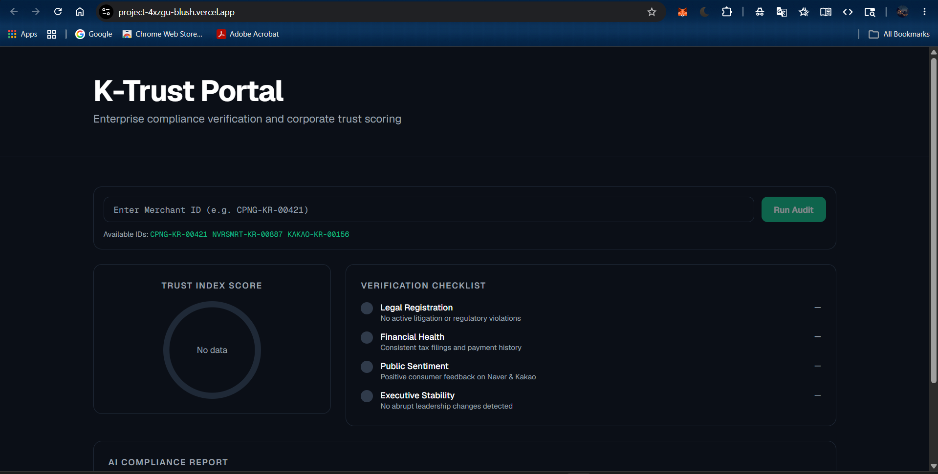 K-Trust โ Korean Market Compliance Portal screenshot 1
